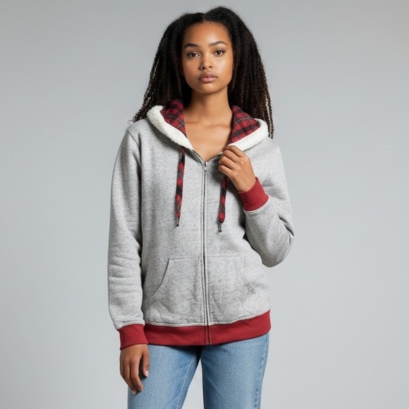 Disney Parks Minnie Mouse Gray Pullover Full Zip Sweater Hoodie Bow Ears Size M - Picture 1 of 11